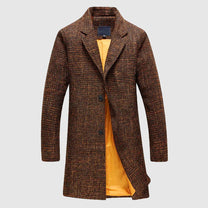 Mid-Length Tailored Wool Coat With Notched Lapel
