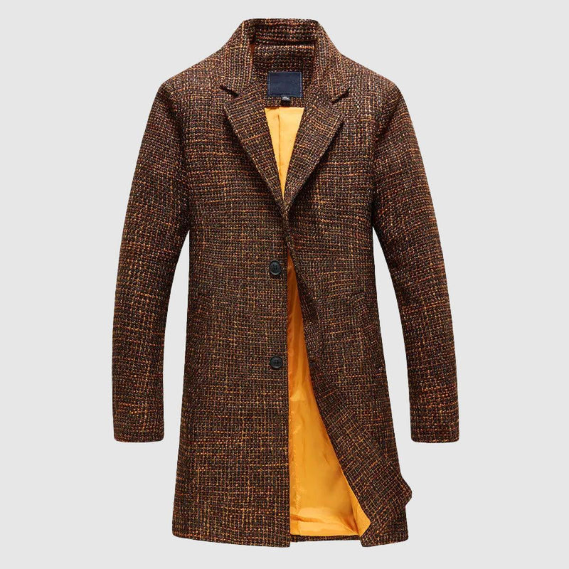 Mid-Length Tailored Wool Coat With Notched Lapel