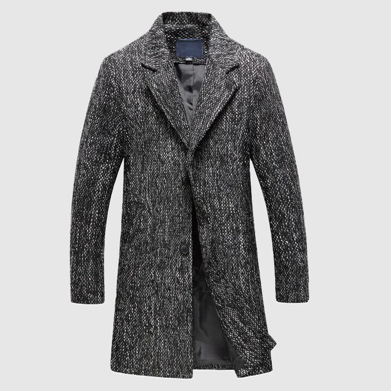 Mid-Length Tailored Wool Coat With Notched Lapel