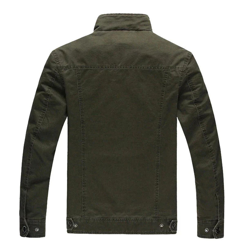 Military-Inspired Stand-Up Collar Jacket