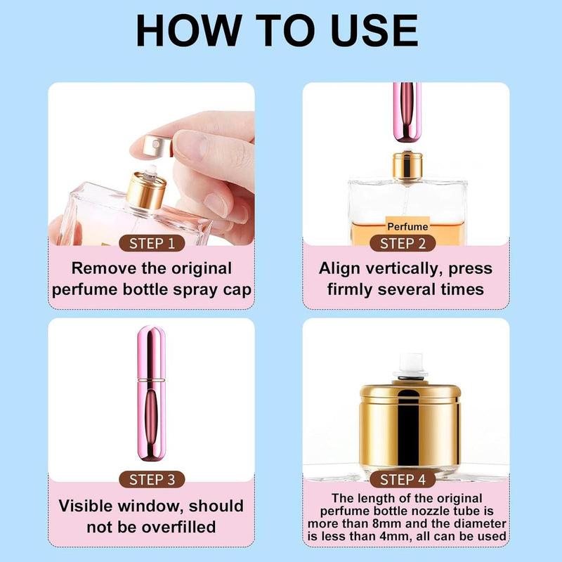 Mini Refillable Perfume Atomiser Bottles 5ml, 4-Pack