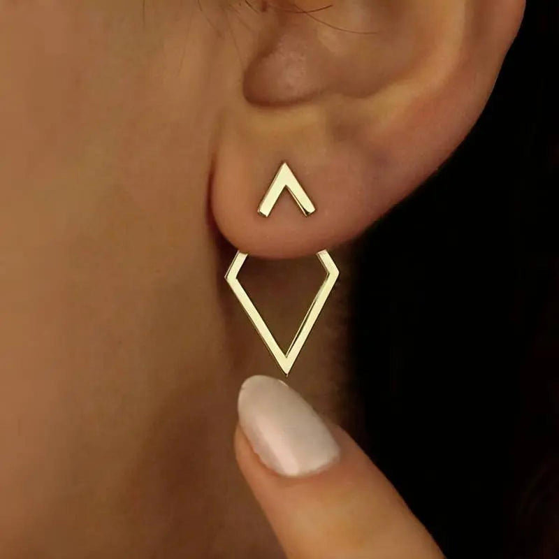 Minimalist Geometric Earrings With Diamond And Arrow Design