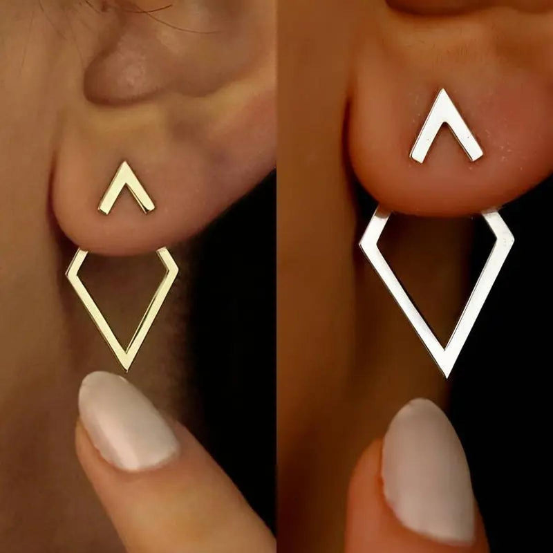 Minimalist Geometric Earrings With Diamond And Arrow Design