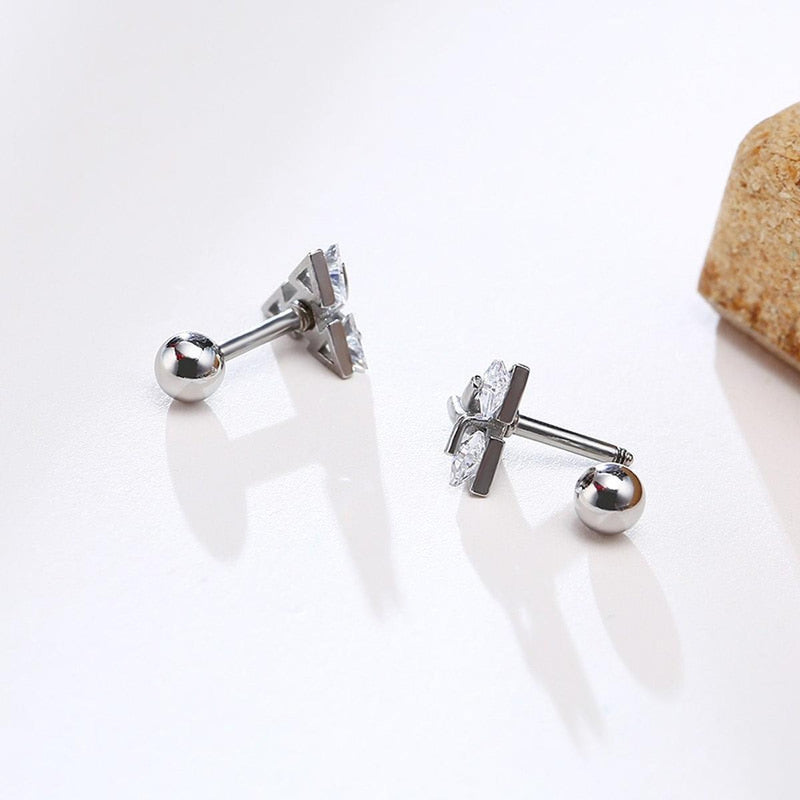 Minimalist Triangle Silver Stud Earrings