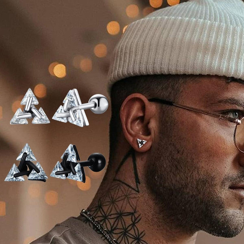 Minimalist Triangle Silver Stud Earrings