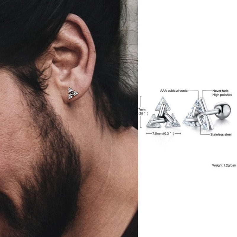 Minimalist Triangle Silver Stud Earrings