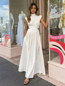 Mock Neck Cut Out Maxi Dress