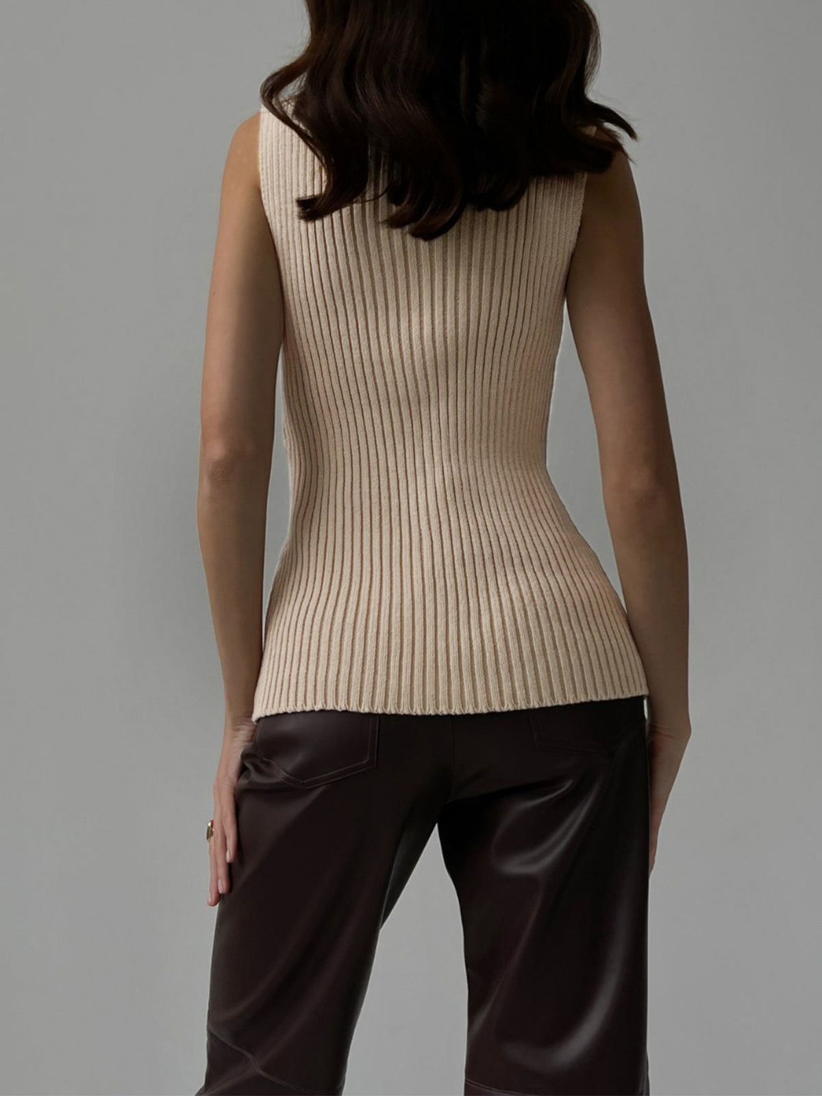 Mock Neck Rib Tank Top