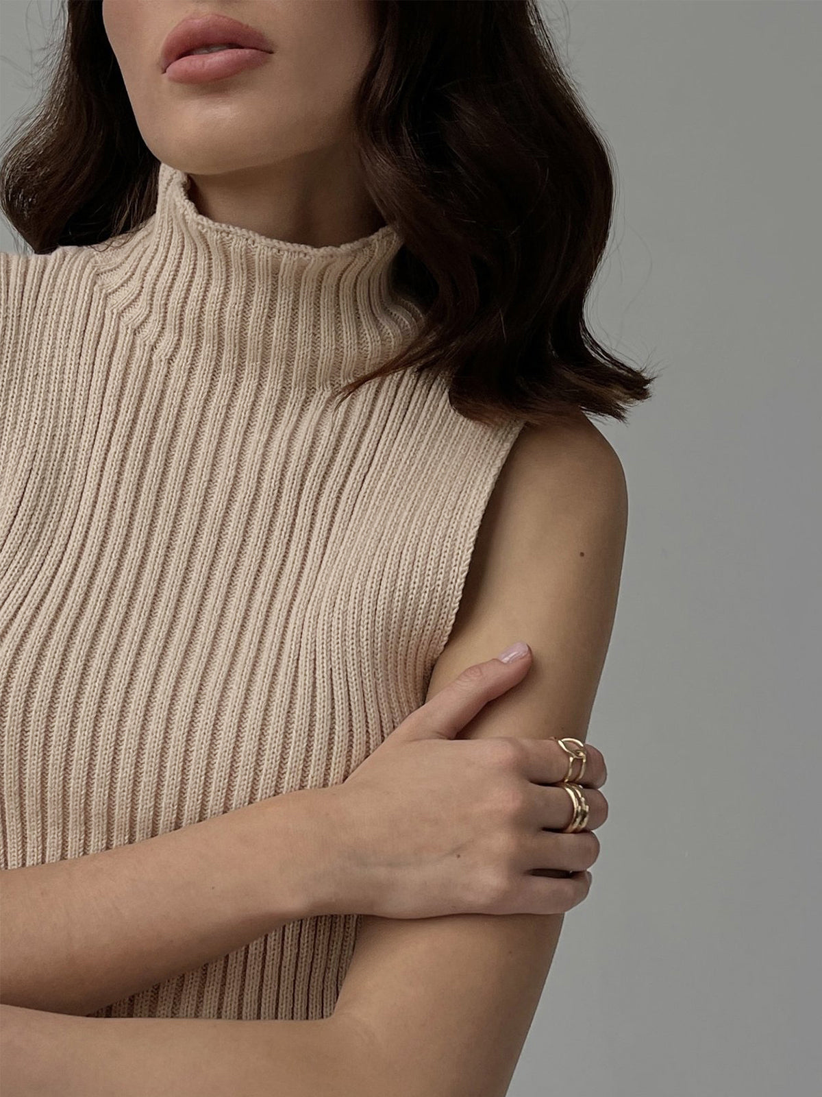 Mock Neck Rib Tank Top