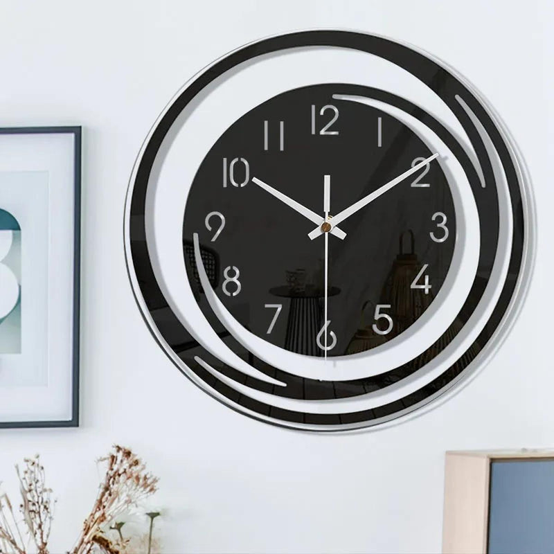 Modern Black Acrylic Wall Clock Scandinavian Design