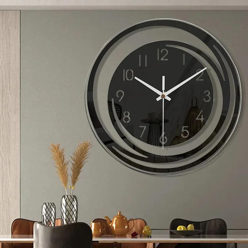 Modern Black Acrylic Wall Clock Scandinavian Design