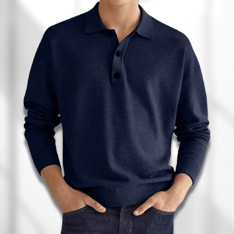 Modern Fit Long Sleeve Polo Shirt For Men