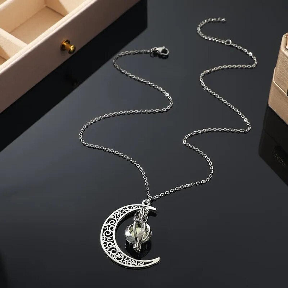 Moonstone Pendant Necklace Stainless Steel