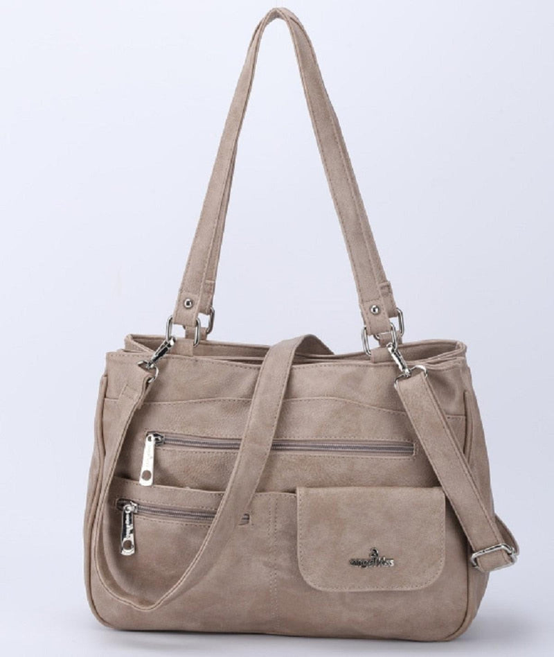 Multi-Compartment Women&#39;s Handbag With Adjustable Straps