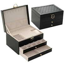 Multi-Layered PU Leather Jewelry Box With Spacious Compartments
