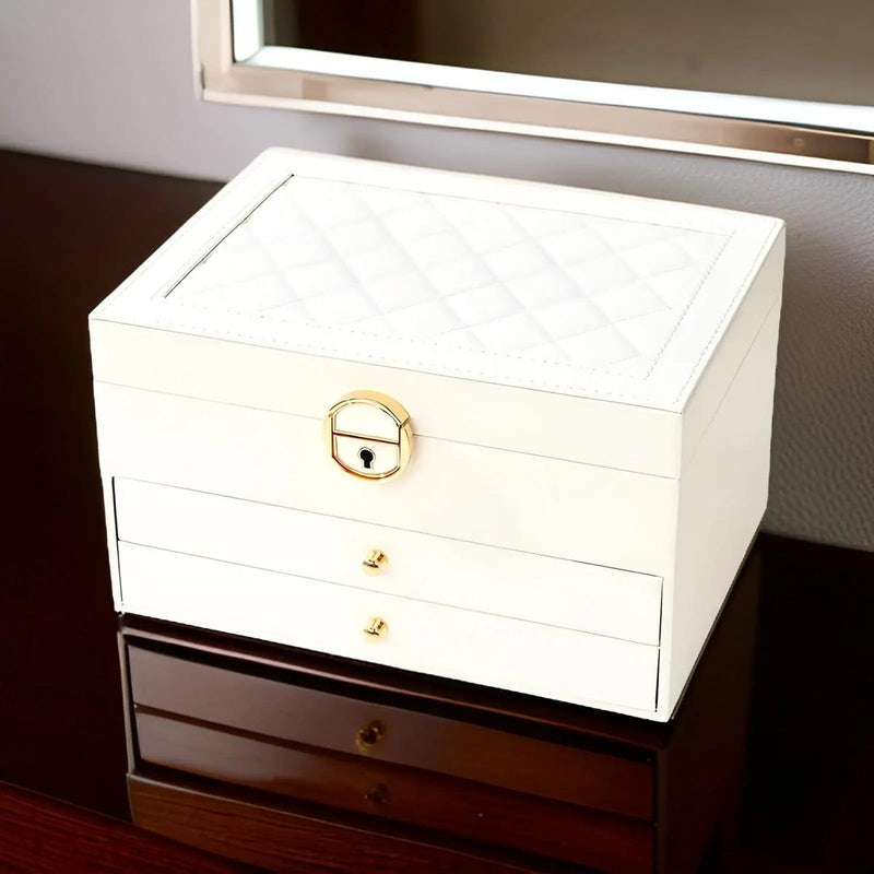 Multi-Layered PU Leather Jewelry Box With Spacious Compartments