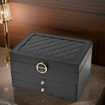 Multi-Layered PU Leather Jewelry Box With Spacious Compartments