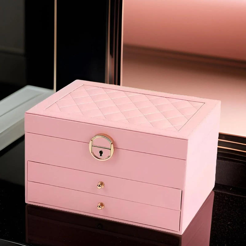 Multi-Layered PU Leather Jewelry Box With Spacious Compartments