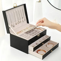 Multi-Layered PU Leather Jewelry Box With Spacious Compartments