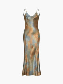 Neptune Satin Open Back Maxi Dress