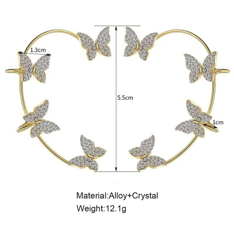 Non-Pierced Butterfly Ear Cuff With Stones