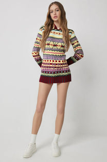 Norwegian Patterned Women&#39;s Pullover - Soft Knit, Casual Winter Sweater, Sizes XS to 5XL