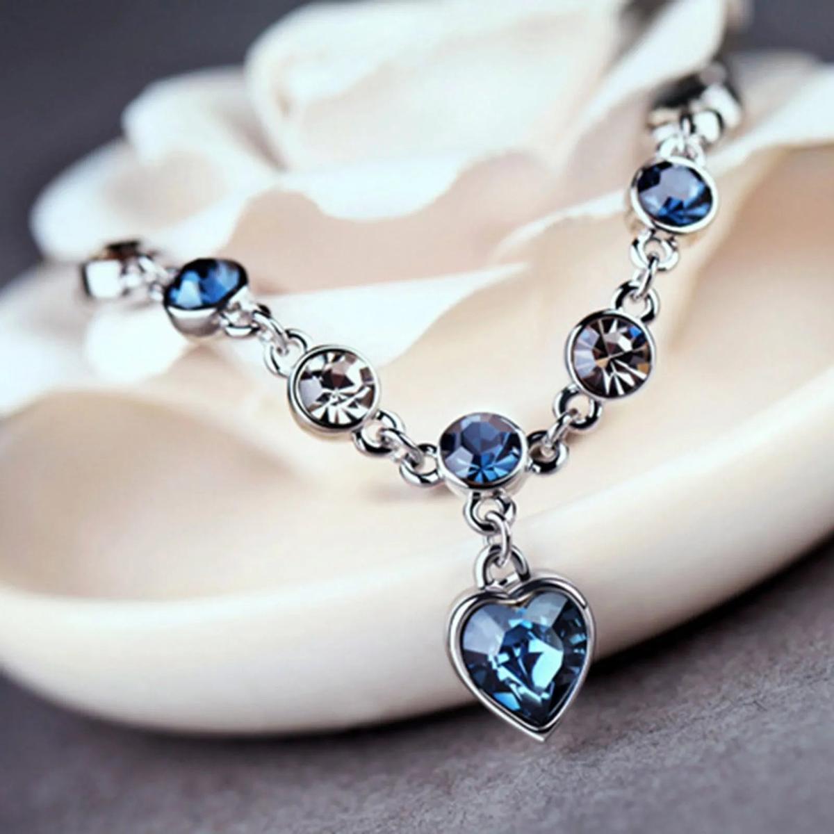 Ocean-Inspired Crystal Bracelet With Silver And Cubic Zirconia