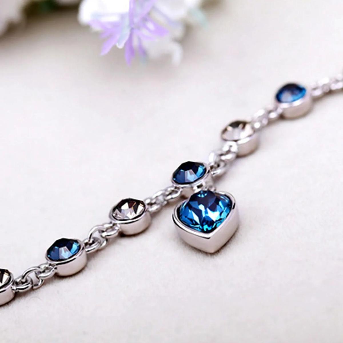 Ocean-Inspired Crystal Bracelet With Silver And Cubic Zirconia