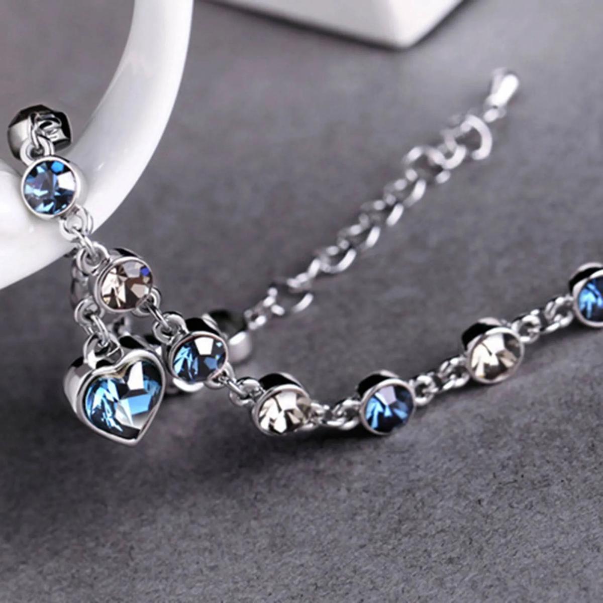 Ocean-Inspired Crystal Bracelet With Silver And Cubic Zirconia