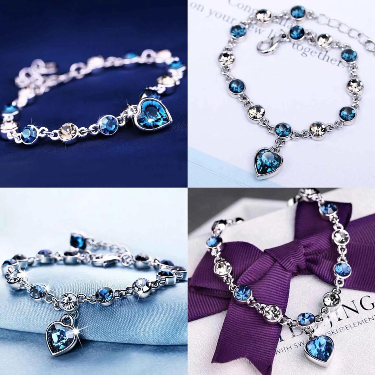 Ocean-Inspired Crystal Bracelet With Silver And Cubic Zirconia