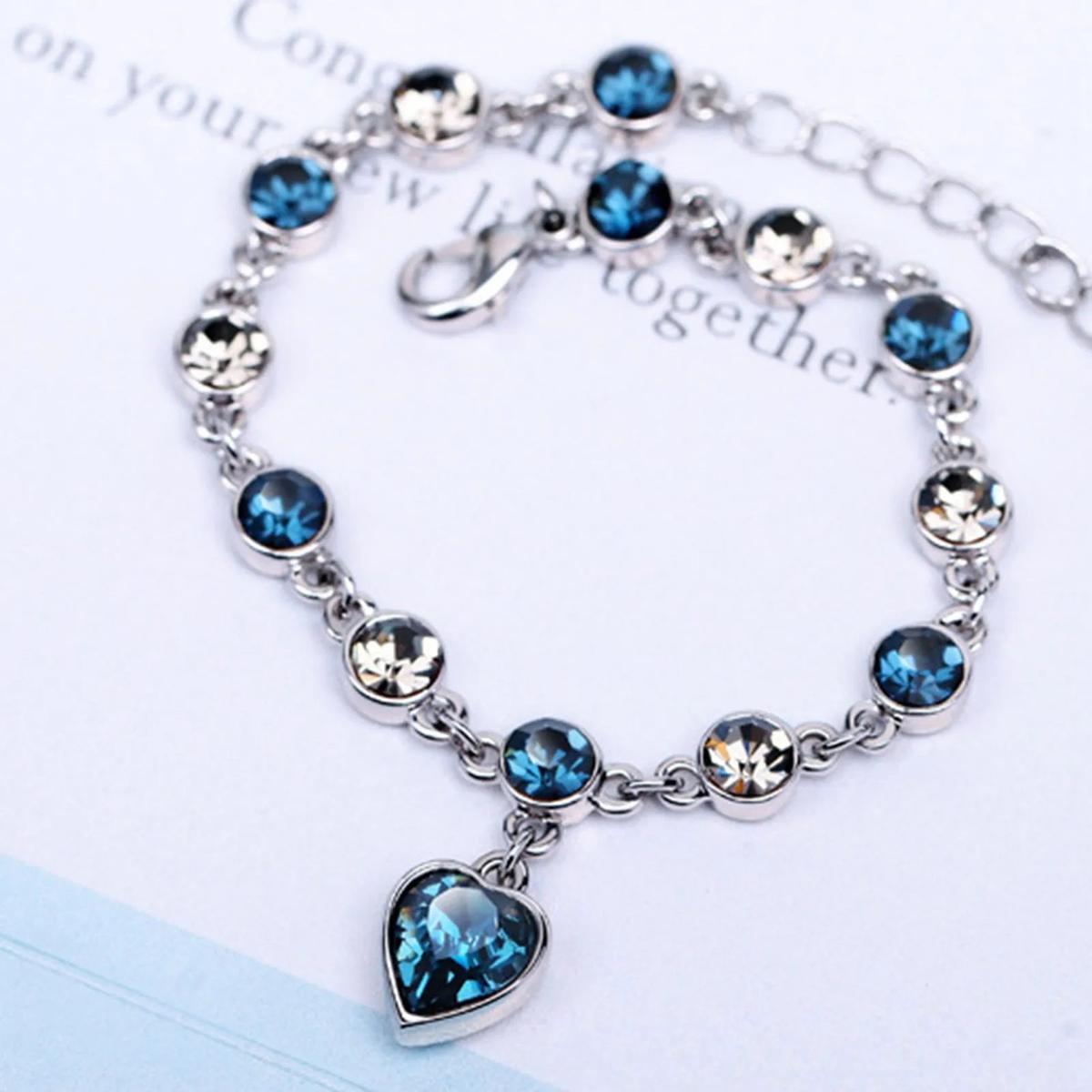 Ocean-Inspired Crystal Bracelet With Silver And Cubic Zirconia