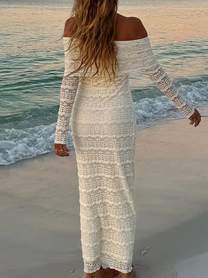 Off Shoulder Lace Body-con Maxi Dress