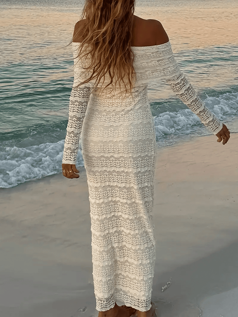 Off Shoulder Lace Body-con Maxi Dress
