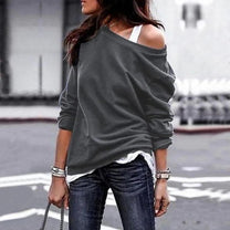 Off-Shoulder Loose Fit Women&#39;s Sweater