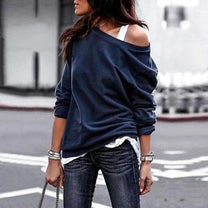 Off-Shoulder Loose Fit Women&#39;s Sweater