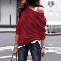 Off-Shoulder Loose Fit Women&#39;s Sweater