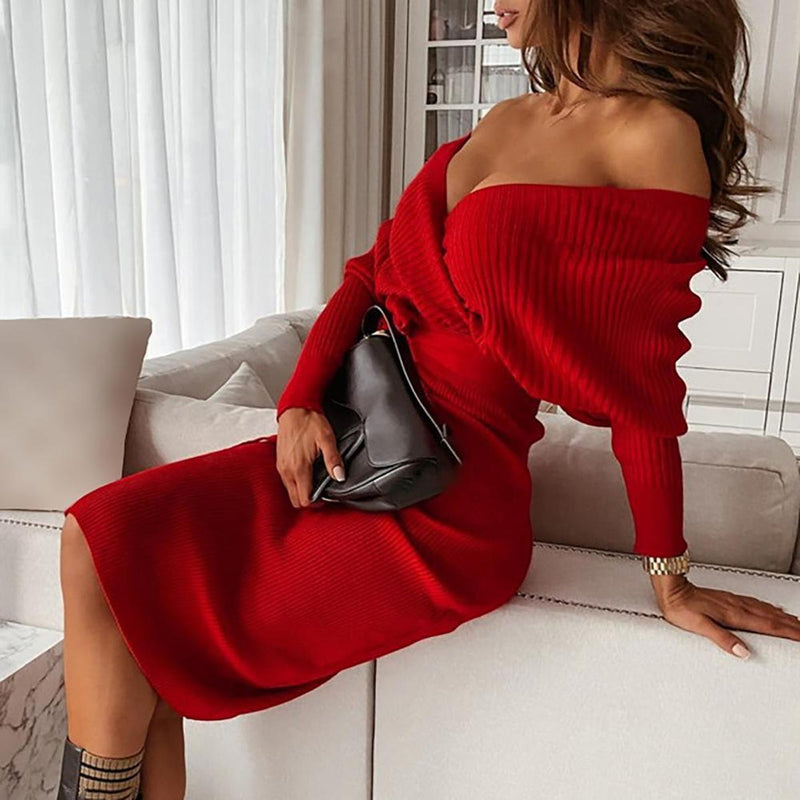 Off-Shoulder Short Dress With Self-Tie Waist For Women