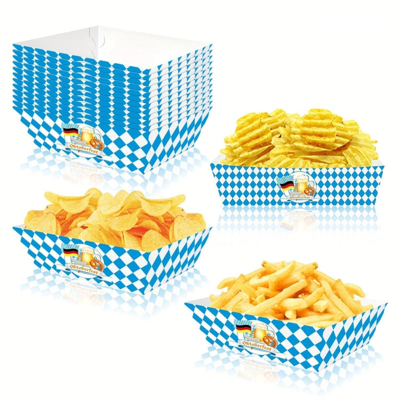 Oktoberfest Snack Bowl Set - 40 Disposable Bowls with Blue and White Design