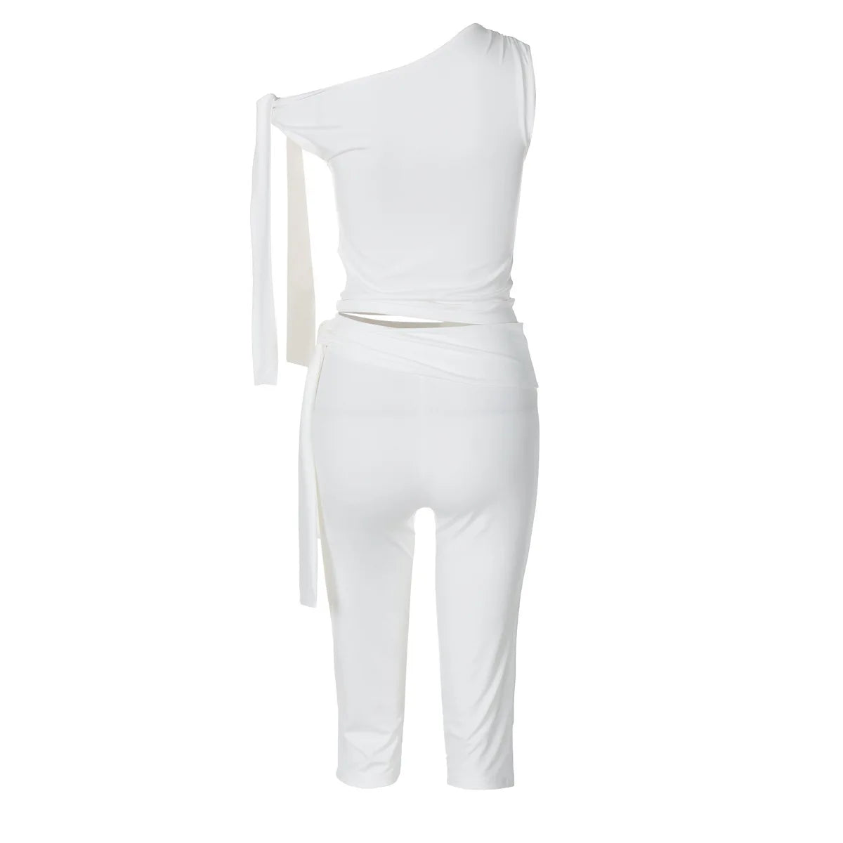 One Shoulder Knot Detail Top &amp; Capri Pants Co-Ord