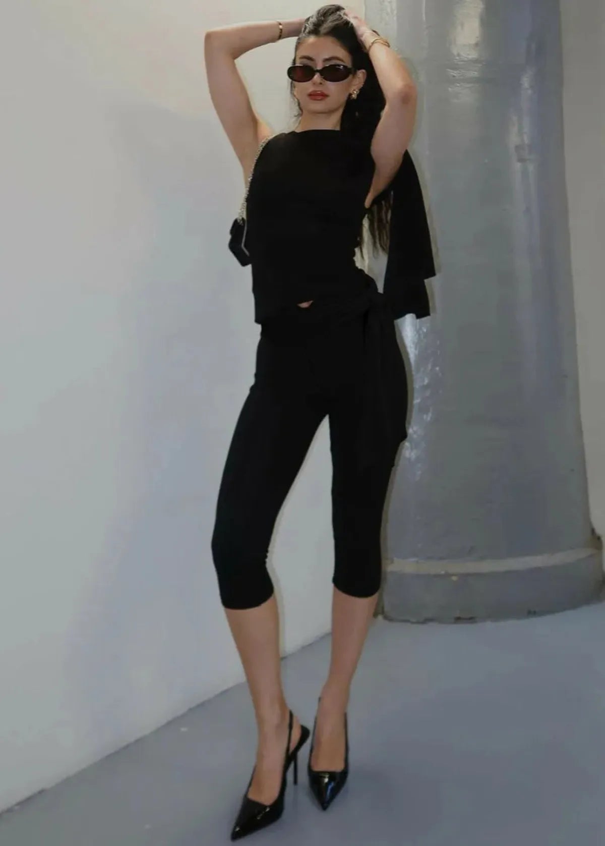 One Shoulder Knot Detail Top &amp; Capri Pants Co-Ord