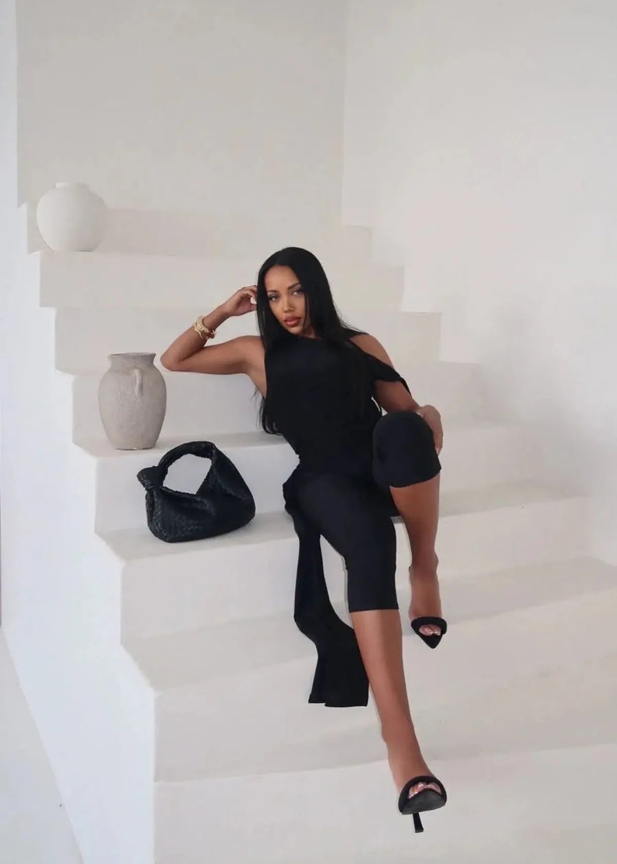 One Shoulder Knot Detail Top &amp; Capri Pants Co-Ord