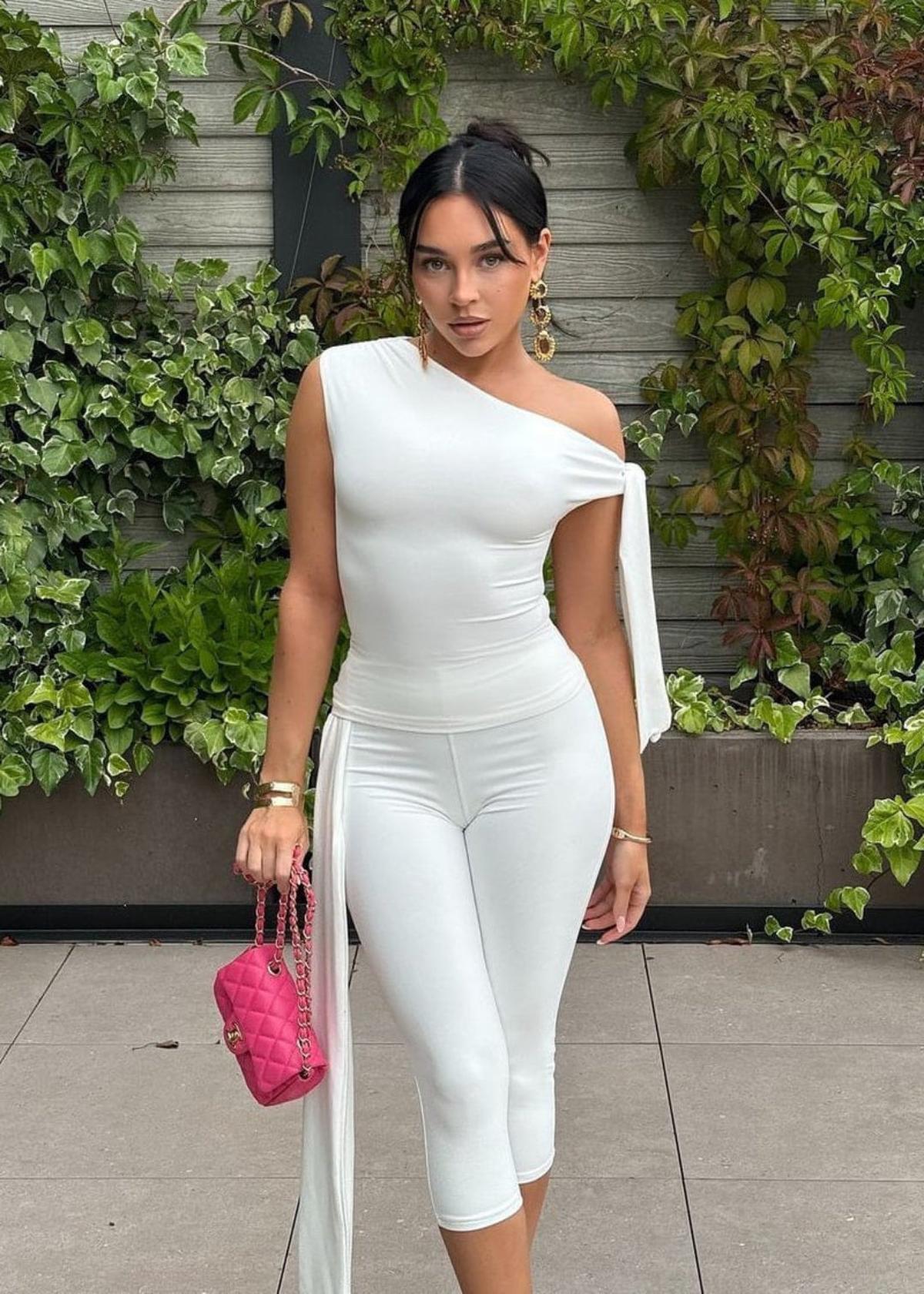 One Shoulder Knot Detail Top &amp; Capri Pants Co-Ord