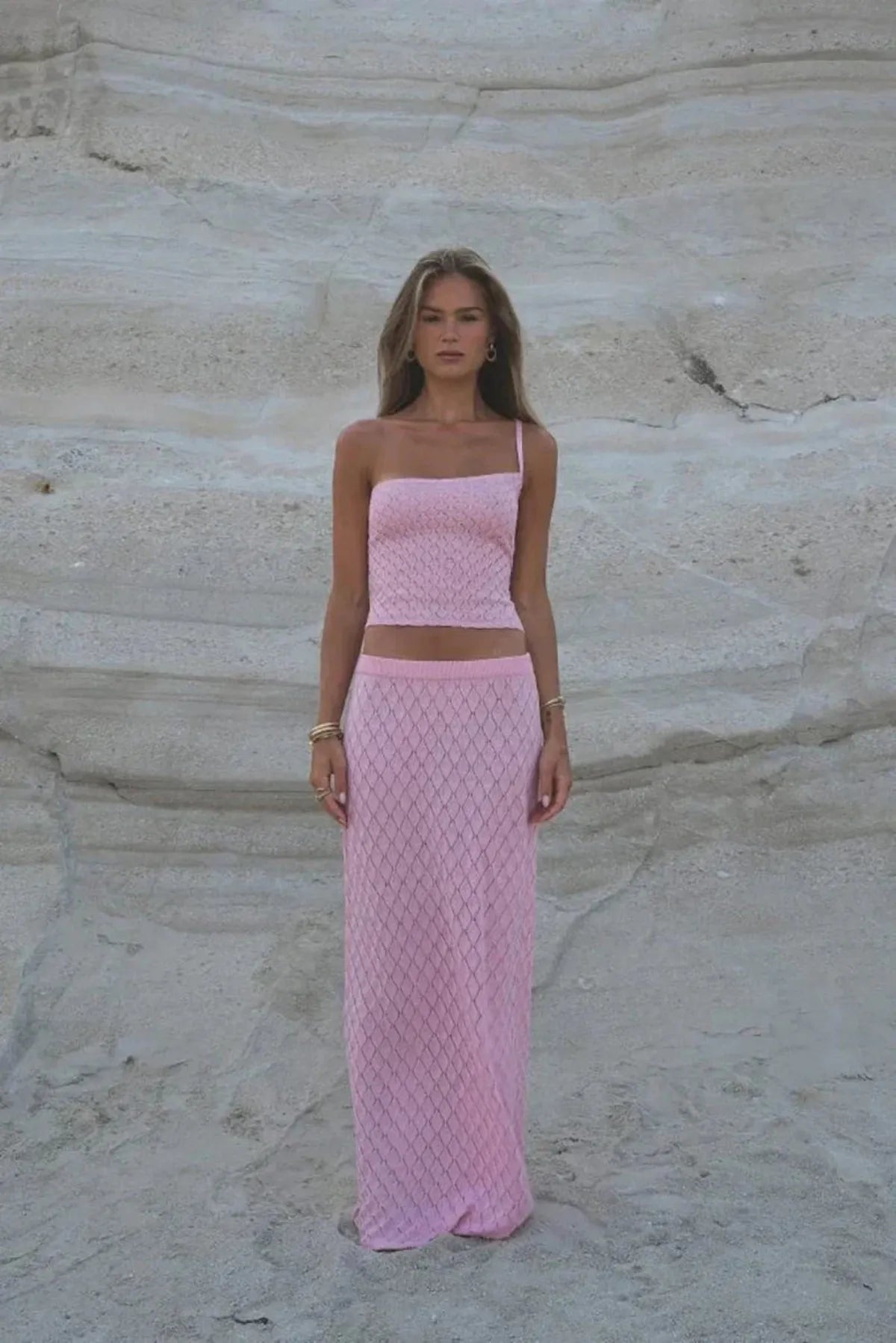 One-Strap Knitted Beachwear Set