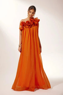 One-shoulder Floral Maxi Dress