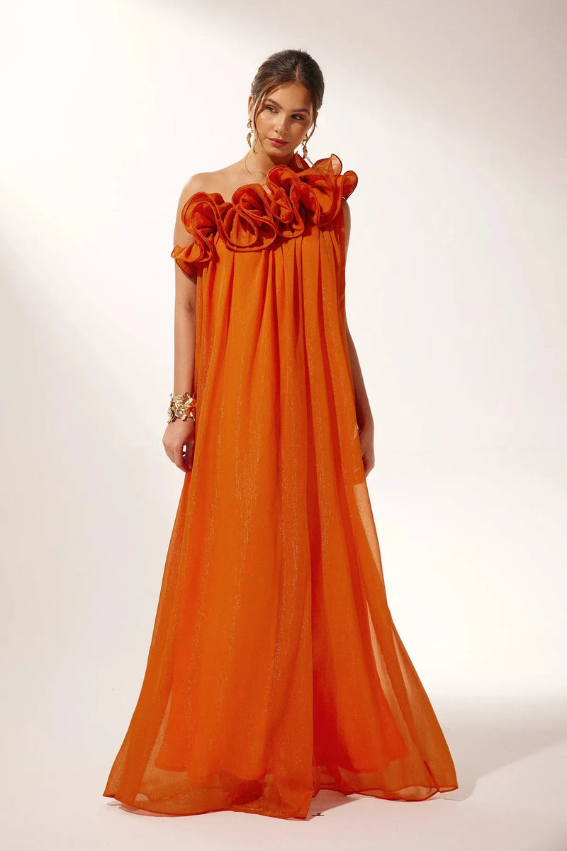 One-shoulder Floral Maxi Dress