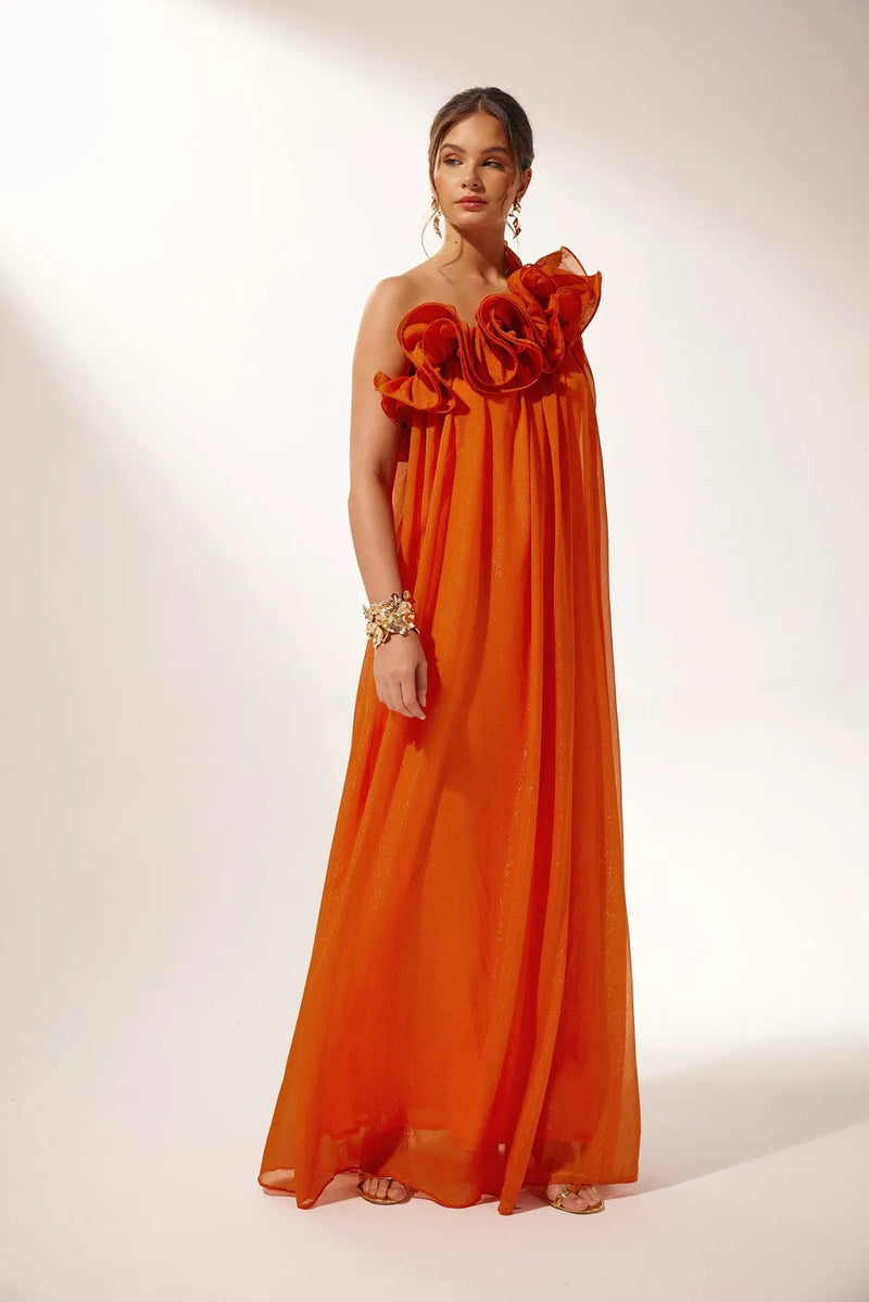 One-shoulder Floral Maxi Dress