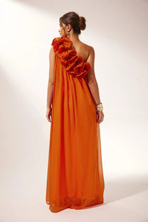 One-shoulder Floral Maxi Dress