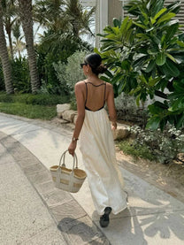 Open Back Pocket Maxi Dress
