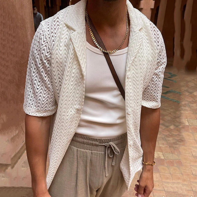 Openwork Slim Fit Cardigan With Button Front