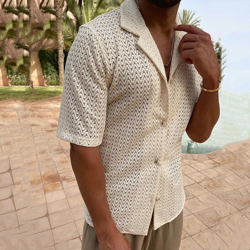 Openwork Slim Fit Cardigan With Button Front